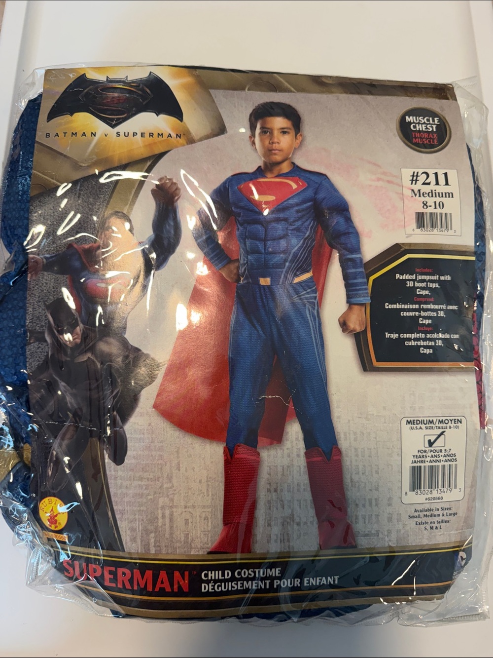 DC Comics Superman Blue and Red Muscle Chest Kids Costume